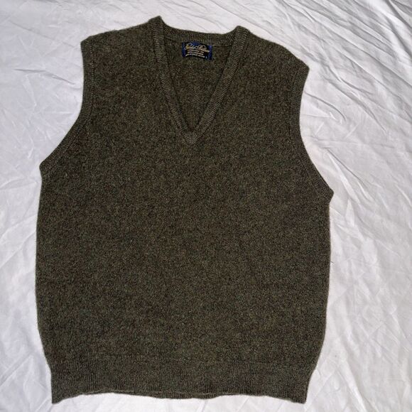 Vintage Brooks Brothers 100% LambsWool Mens Size L Green Made In Great Britain - Picture 1 of 6